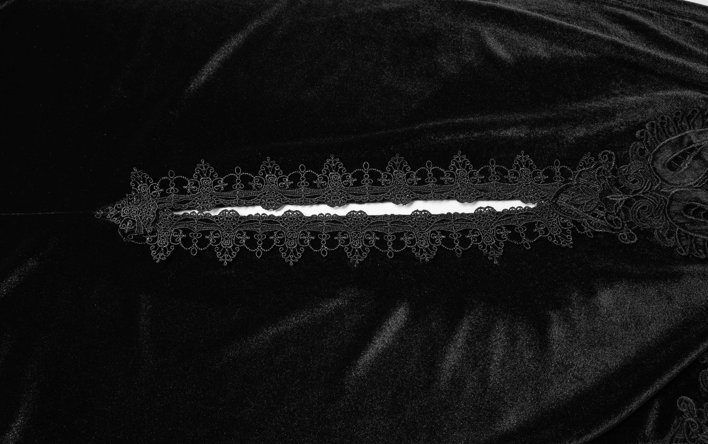 Punk Rave Goth Velvet Women's Long Cloak in Black