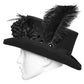 Punk Rave Goth Feather Formal Hat, Gothic Retro-Style