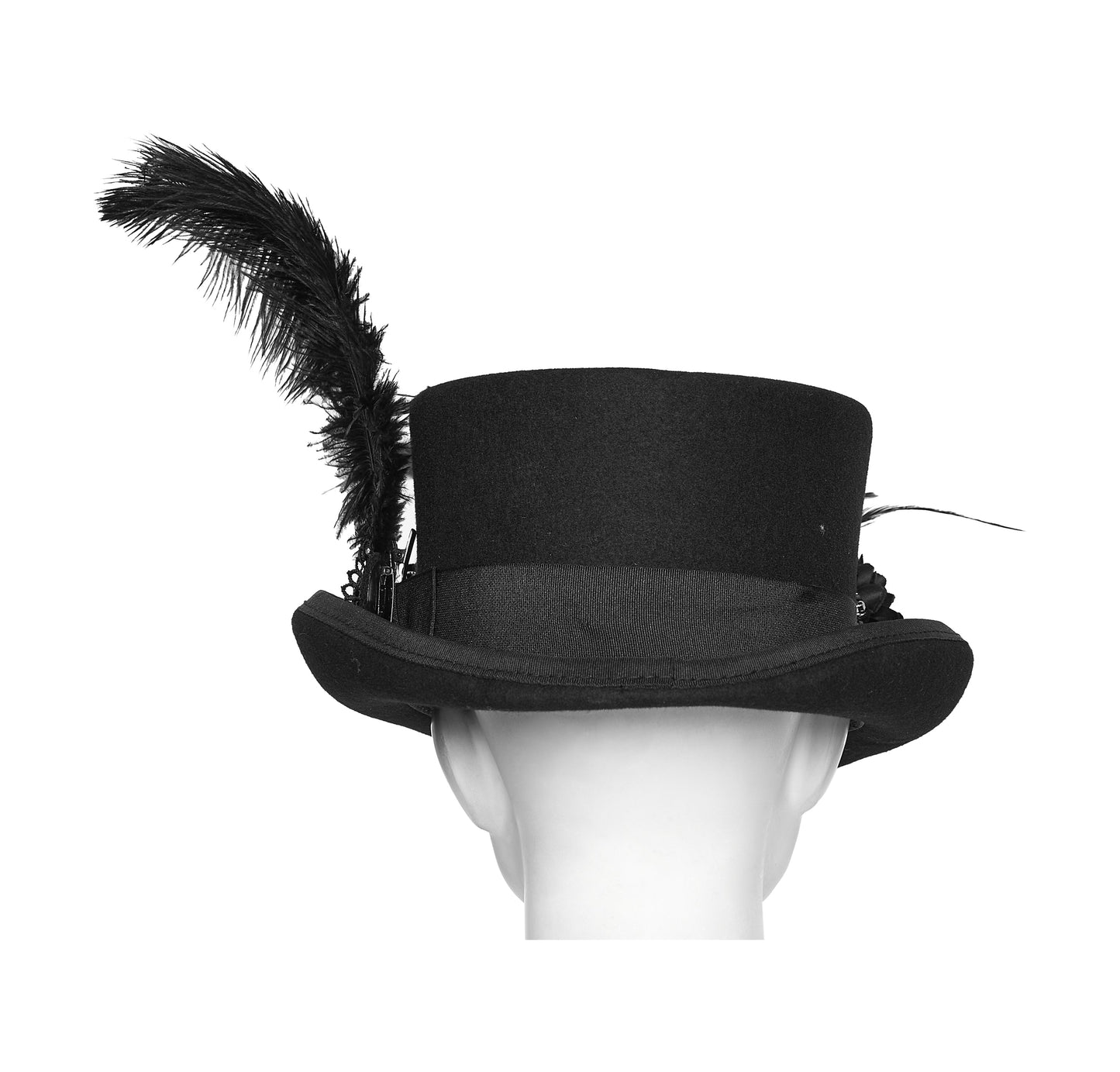 Punk Rave Goth Feather Formal Hat, Gothic Retro-Style