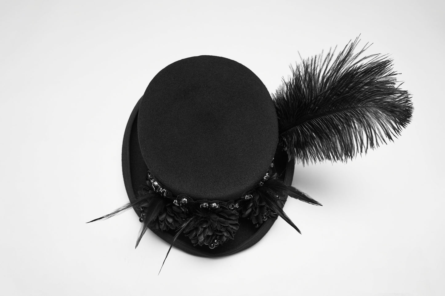 Punk Rave Goth Feather Formal Hat, Gothic Retro-Style