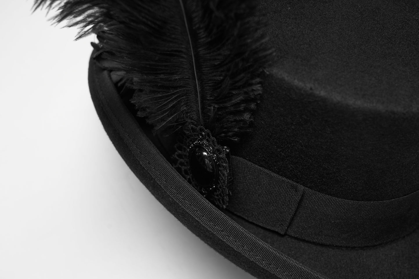 Punk Rave Goth Feather Formal Hat, Gothic Retro-Style