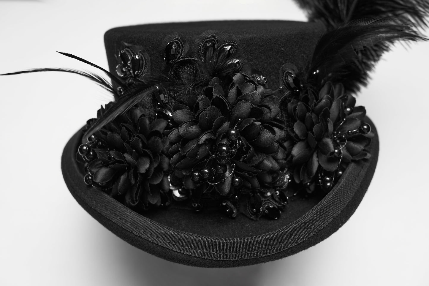 Punk Rave Goth Feather Formal Hat, Gothic Retro-Style