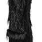 Punk Rave Morrigan Goth Gorgeous Jacquard Hooded Coat in Black