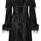 Punk Rave Morrigan Goth Gorgeous Jacquard Hooded Coat in Black
