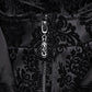 Punk Rave Morrigan Goth Gorgeous Jacquard Hooded Coat in Black