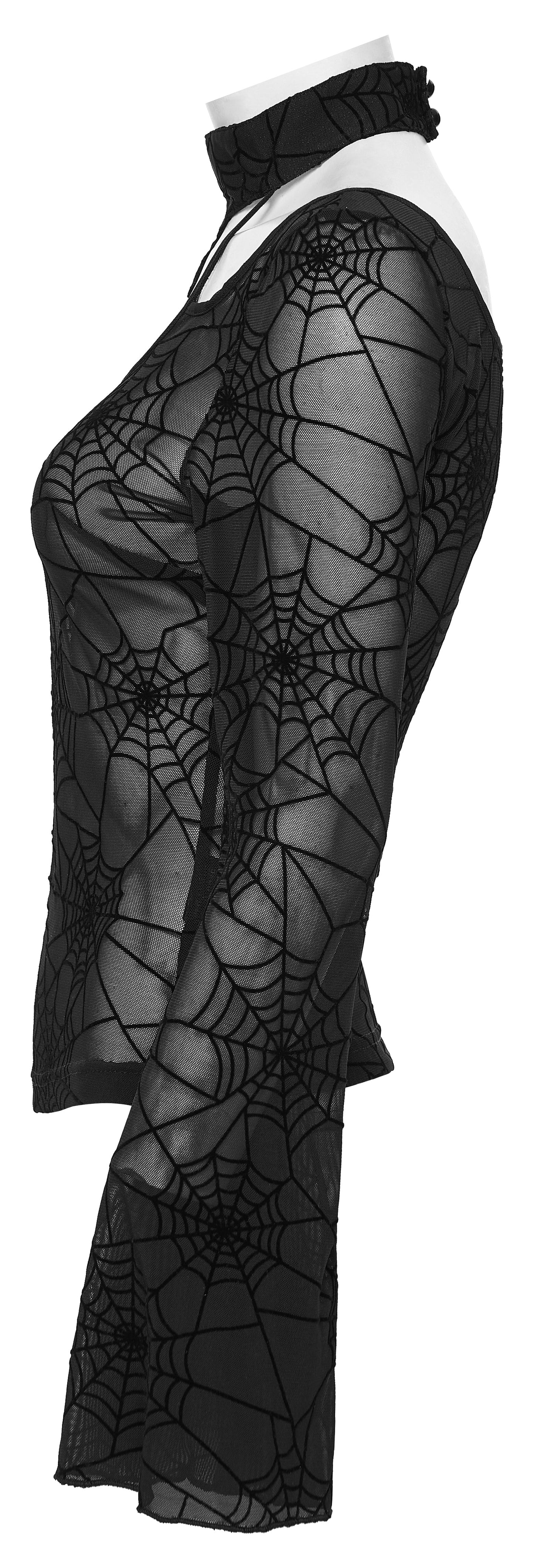 Punk Rave Lilith Gothic Spider Web Sheer Mesh T-Shirt