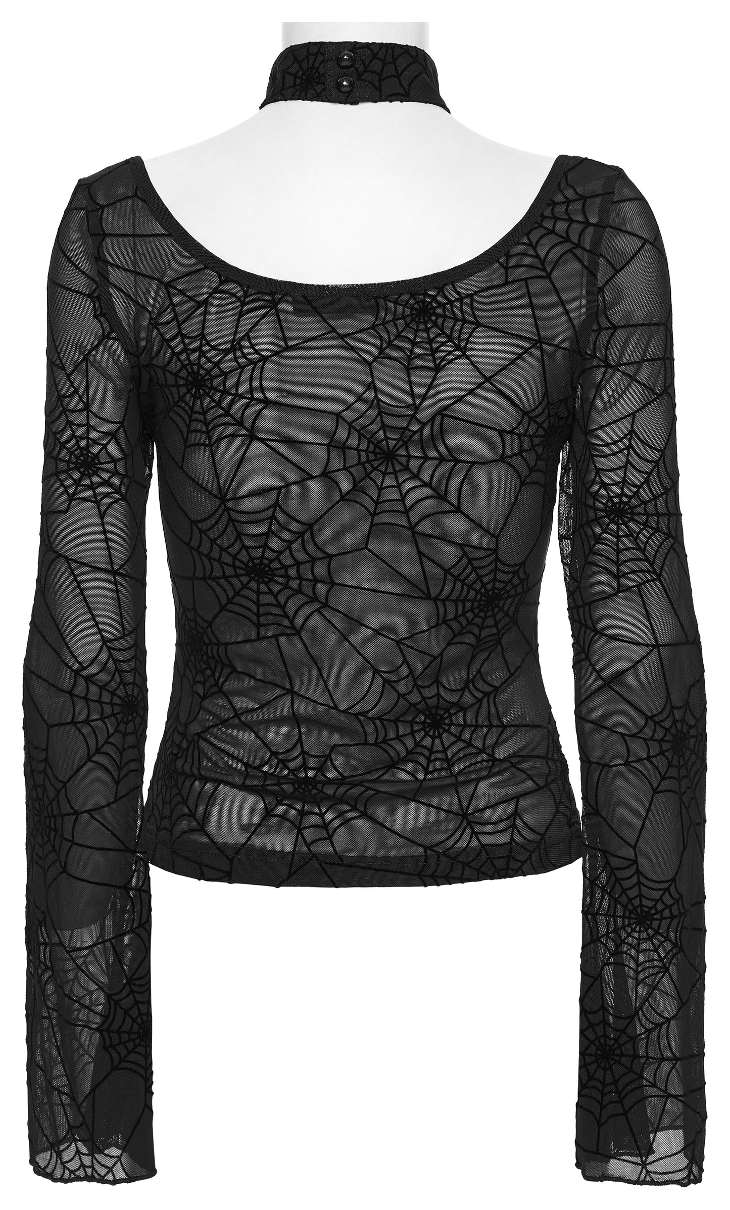 Punk Rave Lilith Gothic Spider Web Sheer Mesh T-Shirt