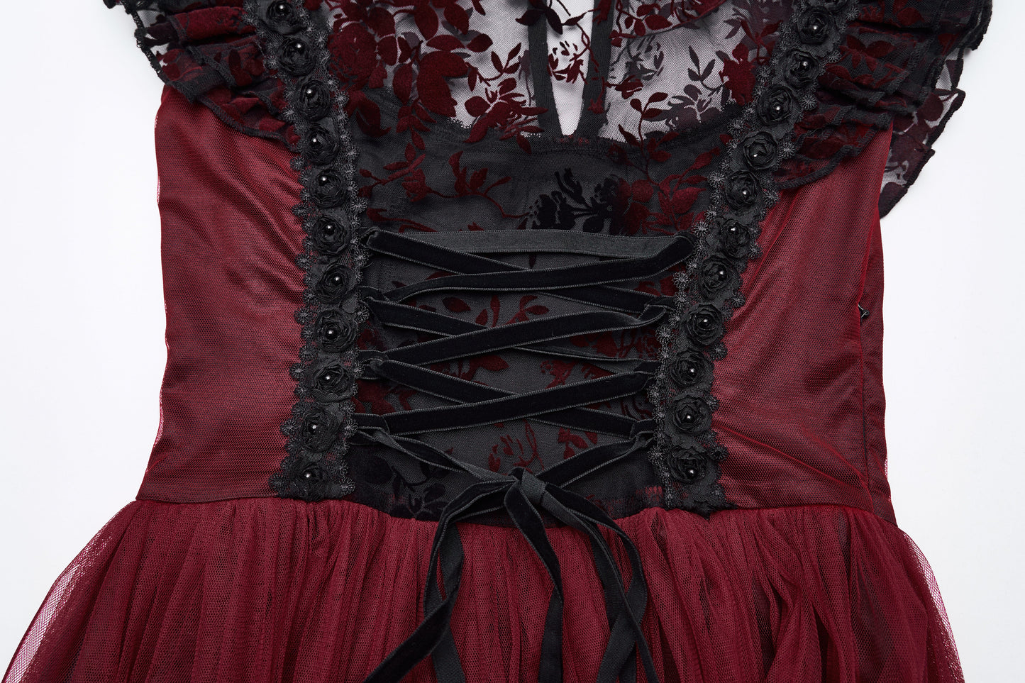Punk Rave Gothic Flying-Sleeve Long Dress in Red and Black