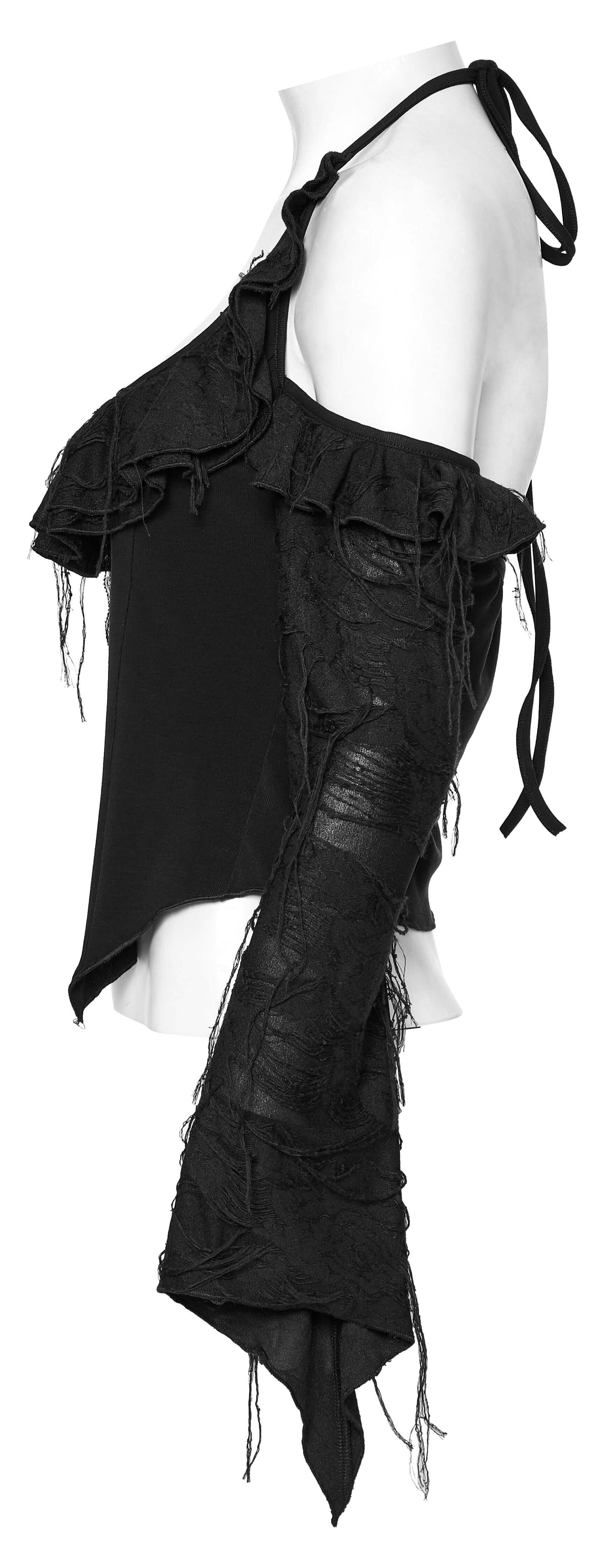 Punk Rave Clarabelle Wenchy Halter Neck Distressed-Look Top