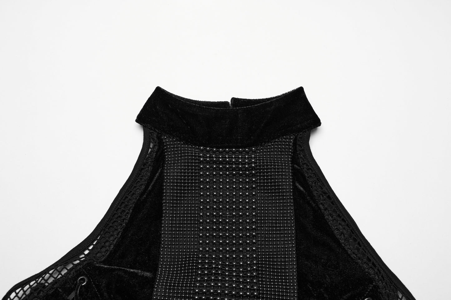 Punk Rave Selene Velvet Mesh High Slit Goth Dress In Black