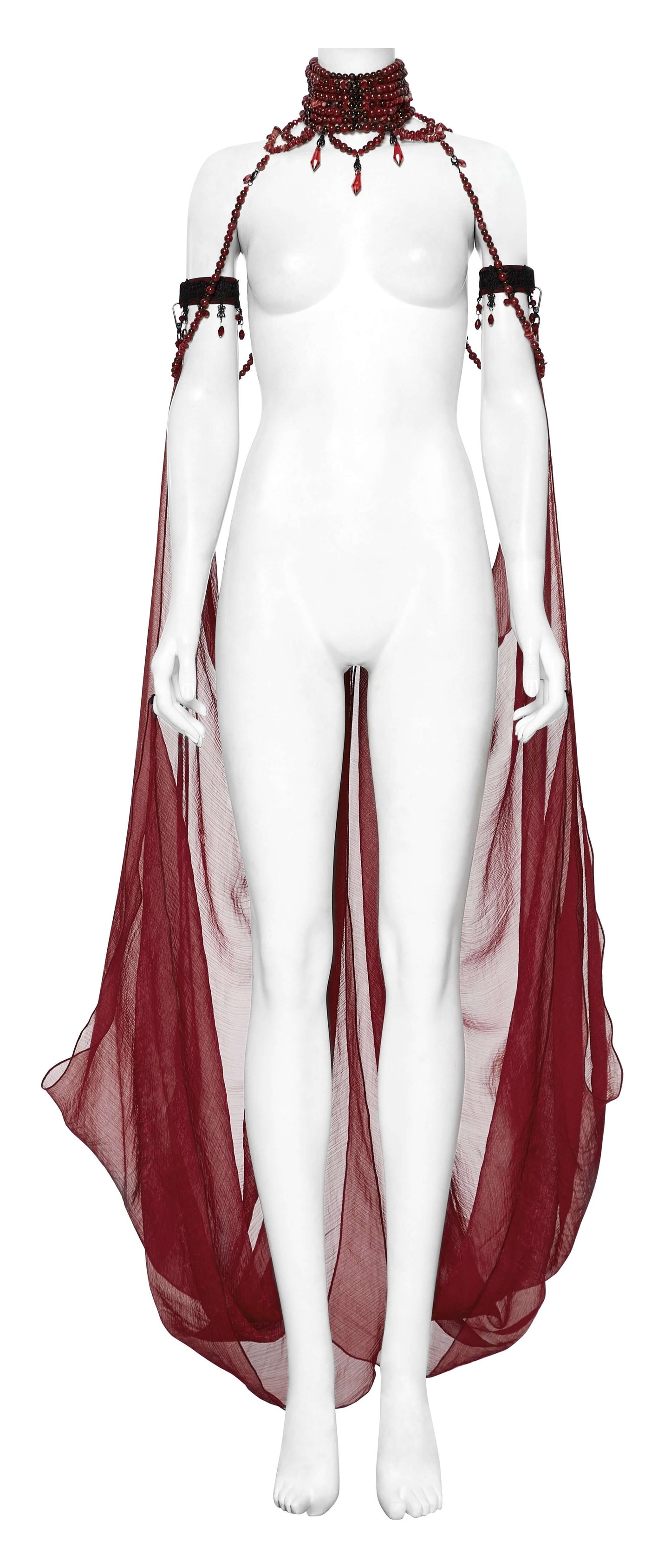 Punk Rave Dark Night Women's Vampire Cloak in Red