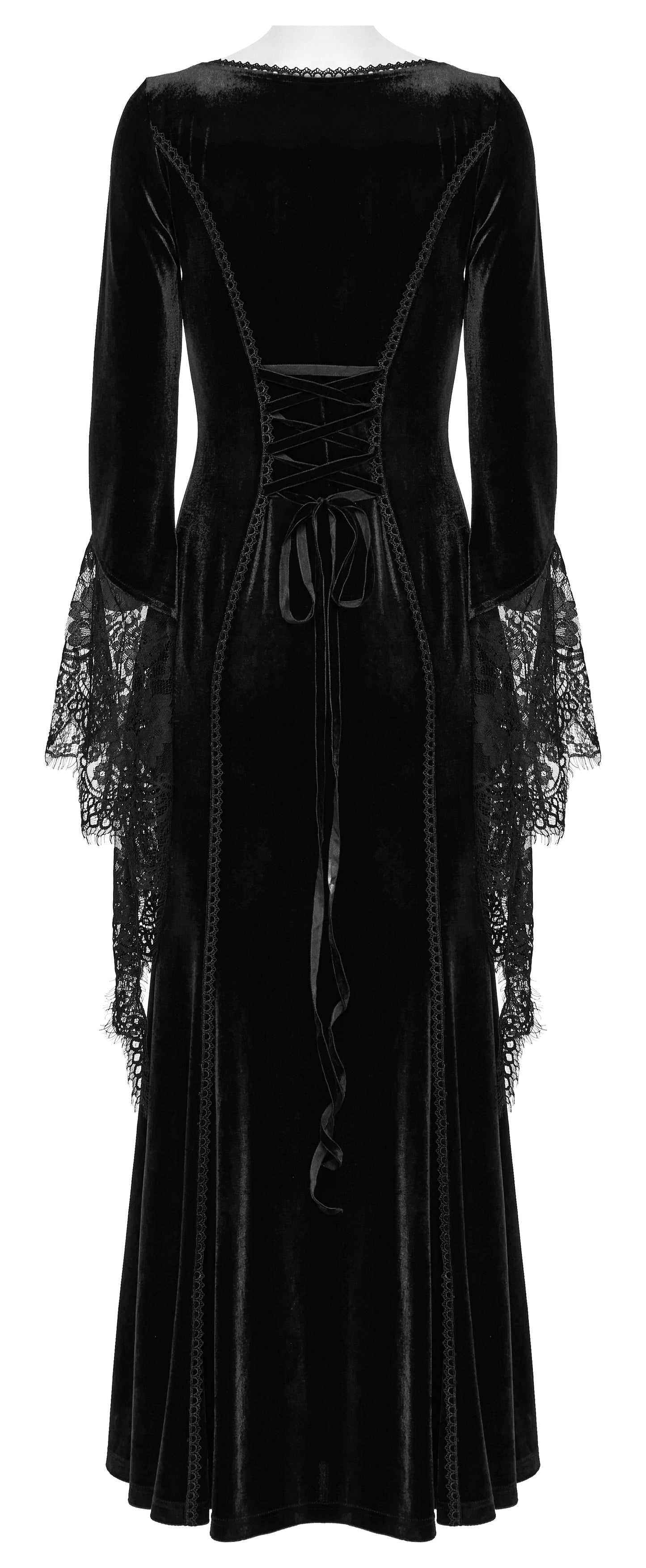 Punk Rave Isolde Velvet Lace Sleeve Dress In Black