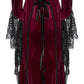 Punk Rave Isolde Velvet Lace-Sleeve Dress in Red
