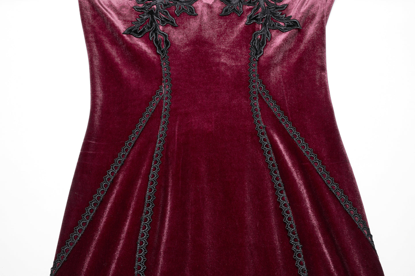 Punk Rave Isolde Velvet Lace-Sleeve Dress in Red