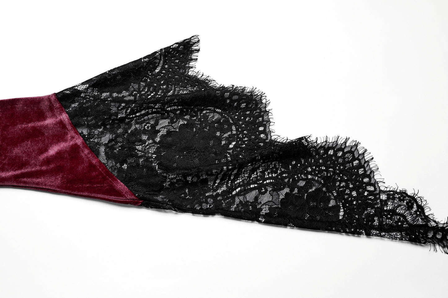 Punk Rave Isolde Velvet Lace-Sleeve Dress in Red