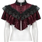Punk Rave Elysia Velvet Ruffle Goth Shawl in Crimson