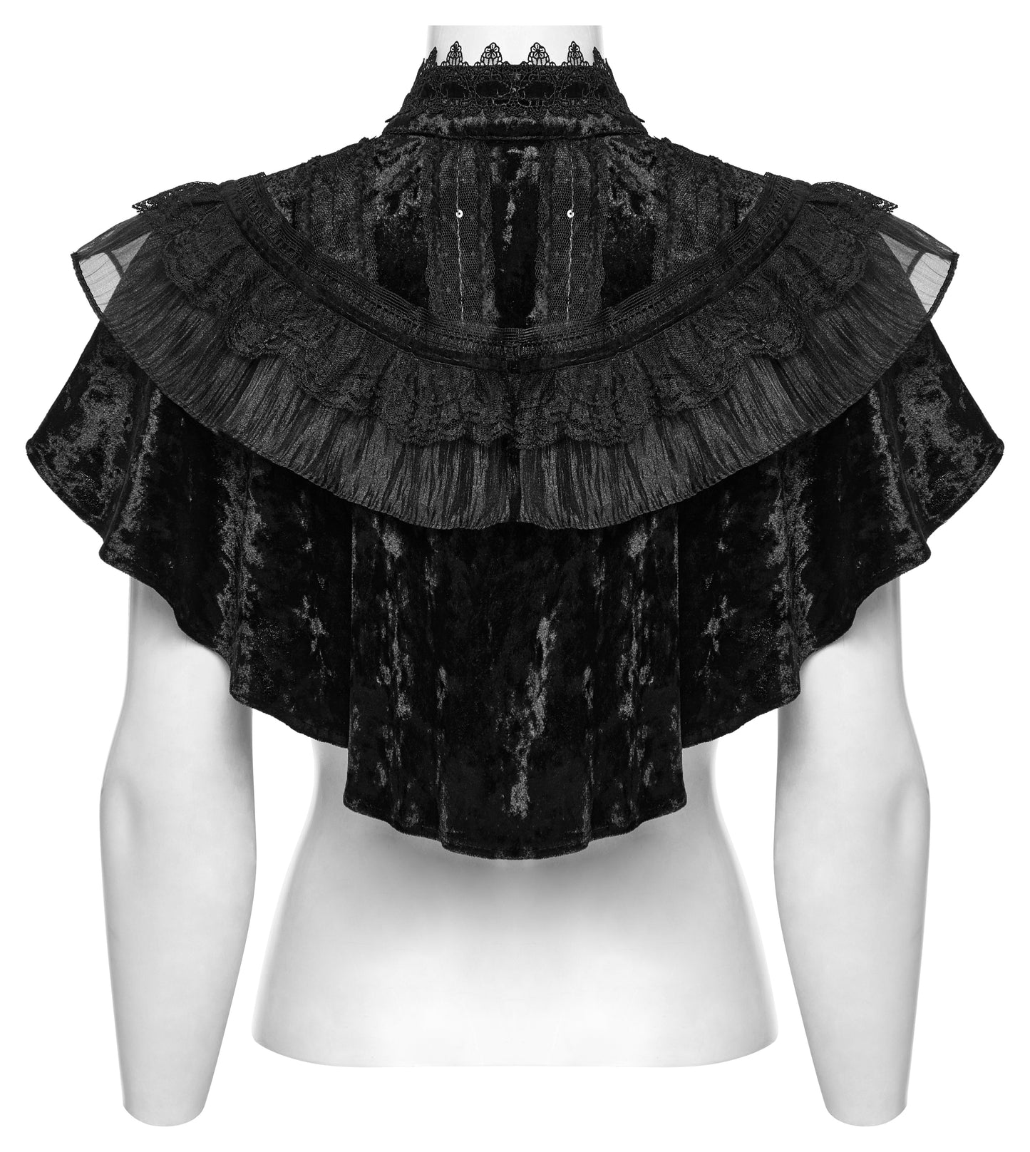 Punk Rave Elysia Velvet Ruffle Goth Shawl In Black