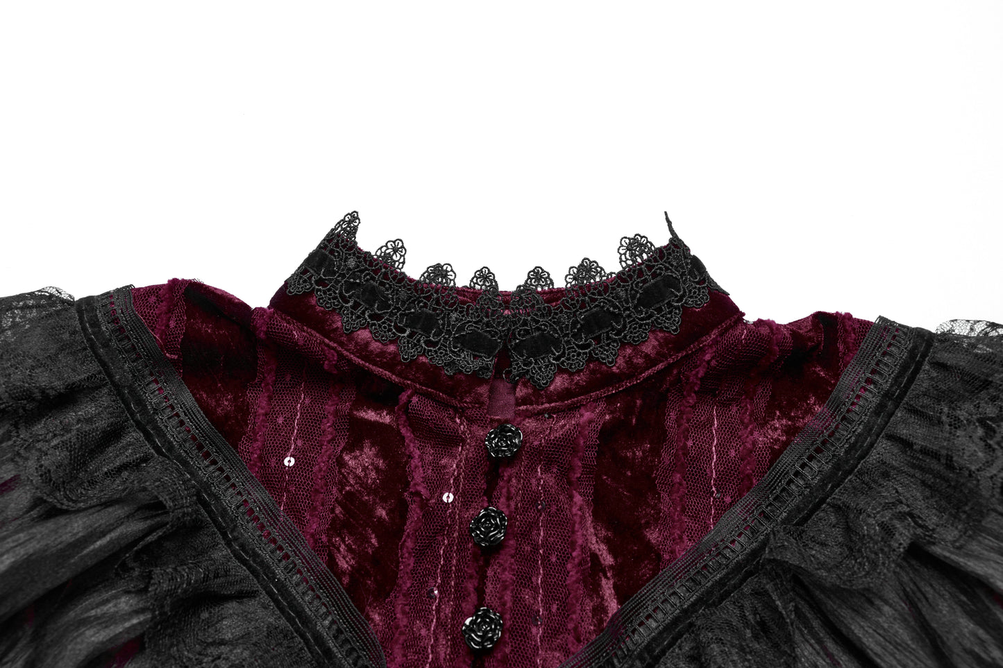 Punk Rave Elysia Velvet Ruffle Goth Shawl in Crimson