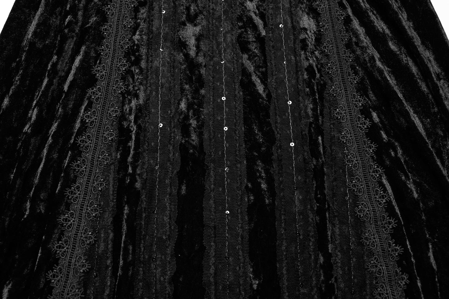 Punk Rave Morrigan Embroidered Velvet Goth Slip Dress in Black