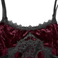 Punk Rave Vivienne Velvet Lace-Panel Goth Slip Dress In Burgundy