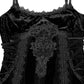 Punk Rave Morrigan Embroidered Velvet Goth Slip Dress in Black