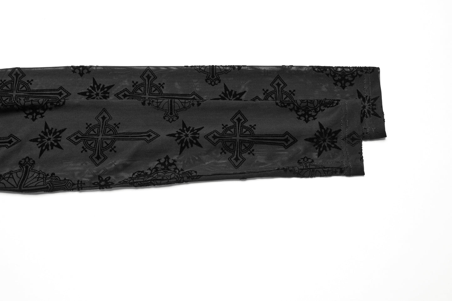 Punk Rave Morrigan Cross-Embroidered Mesh Top