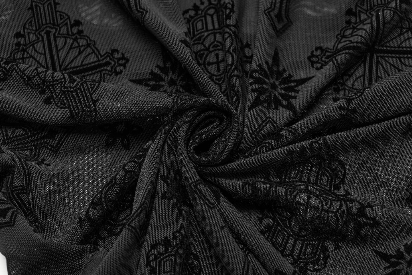 Punk Rave Morrigan Cross-Embroidered Mesh Top