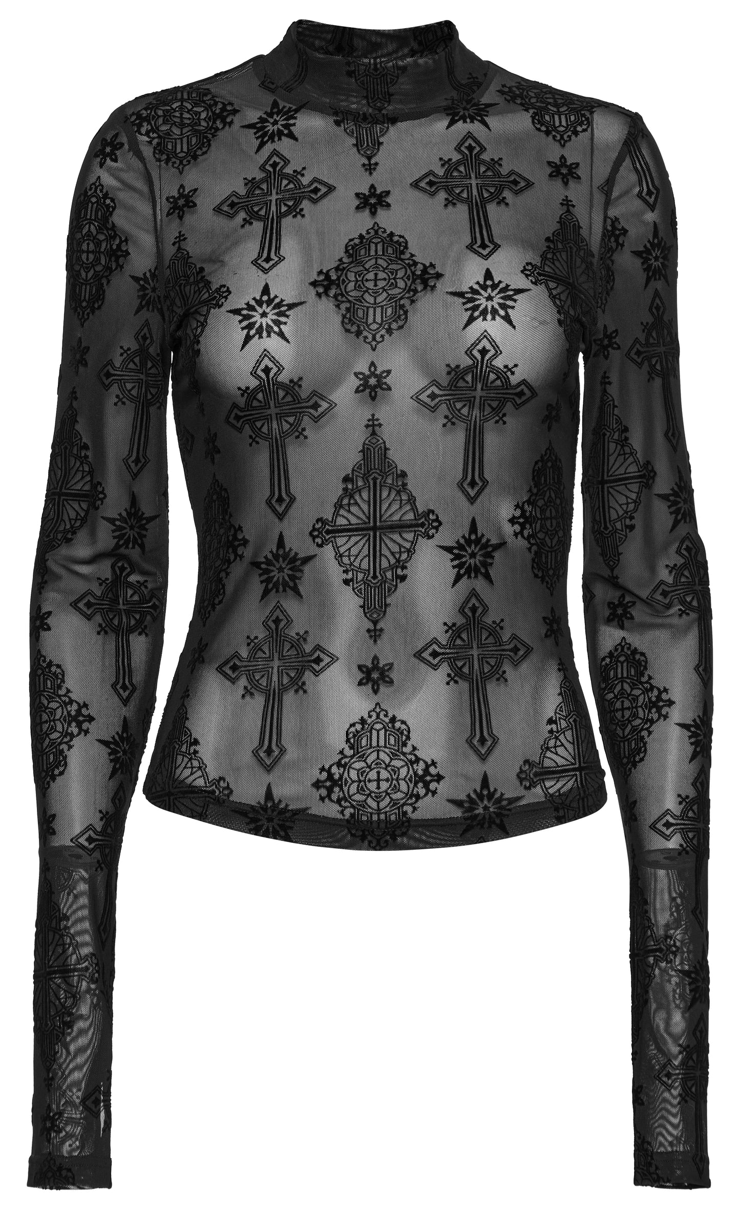 Punk Rave Ravena Cross Flocking Mesh Top