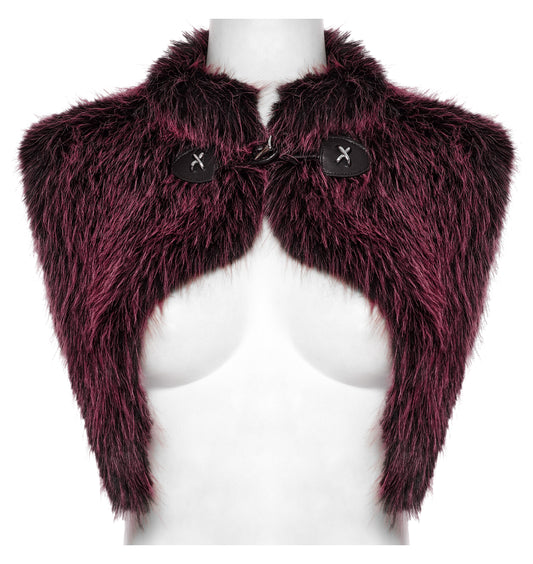 Punk Rave Lilith Gradient Devil Fur Shawl in Crimson