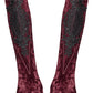Punk Rave Selene Embroidered Velvet Gloves in Crimson