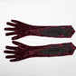 Punk Rave Selene Embroidered Velvet Gloves in Crimson