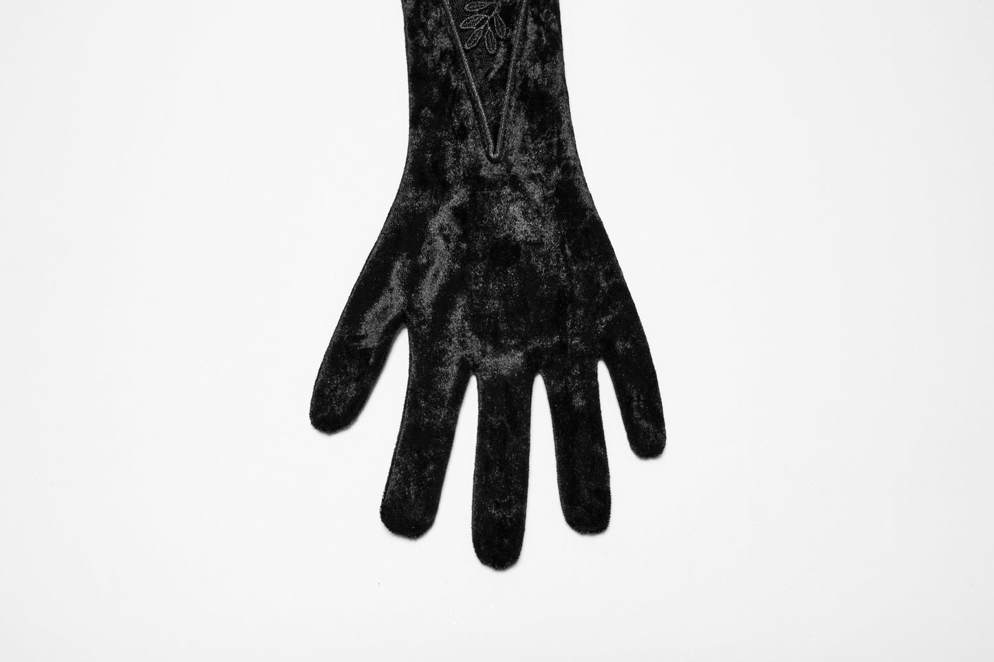 Punk Rave Selene Embroidered Velvet Gloves in Black