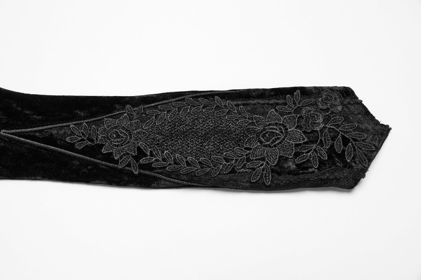 Punk Rave Selene Embroidered Velvet Gloves in Black