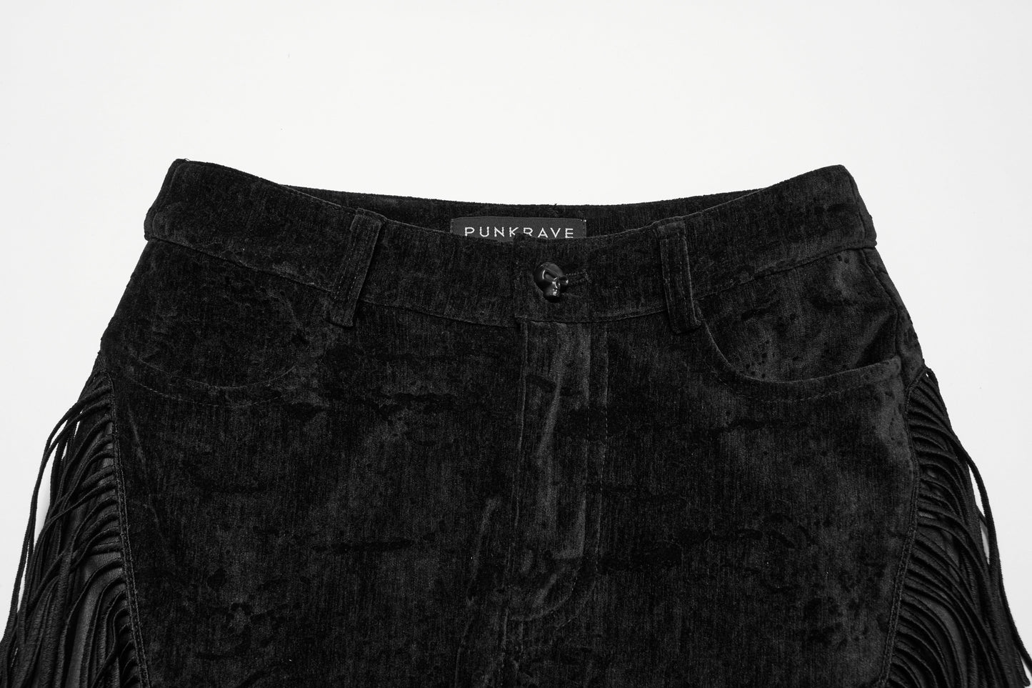 Punk Rave Morrigan Wasteland Tassel Flare Goth Pants in Black