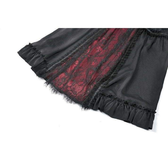 Dark in Love Gothic Victorian Lace Panel Skirt in Crimson