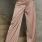 Peekaboo Cord-Tie, Women's High Waist Satin Straight Pants