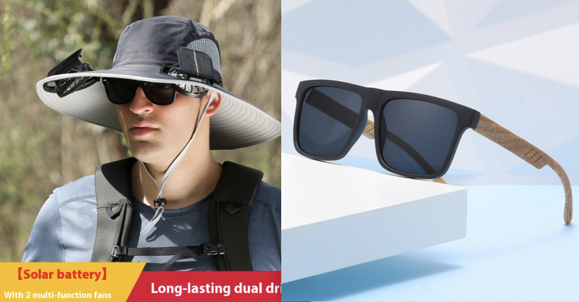 Outdoor Wide-Brim Sun Hat with USB Charging, Solar-Powered Cooling