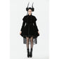 Dark in Love Lilith Officer Velvet High-Collar Coat in Black