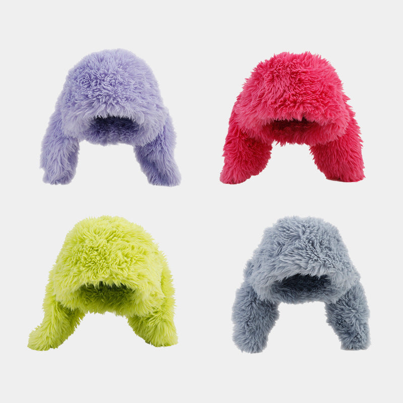 Plush Rabbit Ears Cute Ushanka Hat, Candy Colours