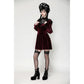 Dark in Love Verity Burgundy Velvet Dress with Black Gothic Lace