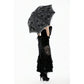Dark in Love Belladonna Embroidered Folding Parasol in Black