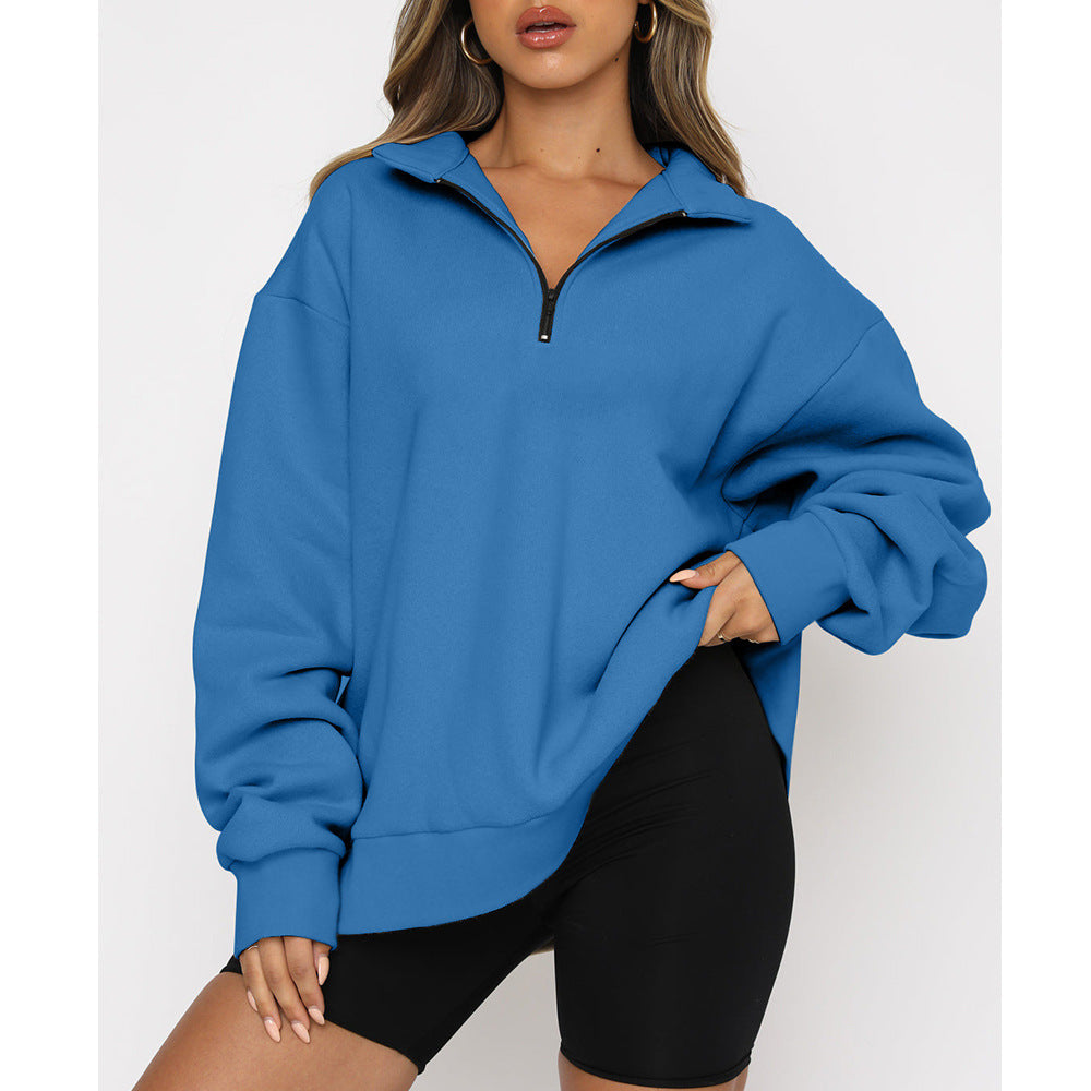 Vireous Turndown Collar Women's Sweatshirt Many Block Colours