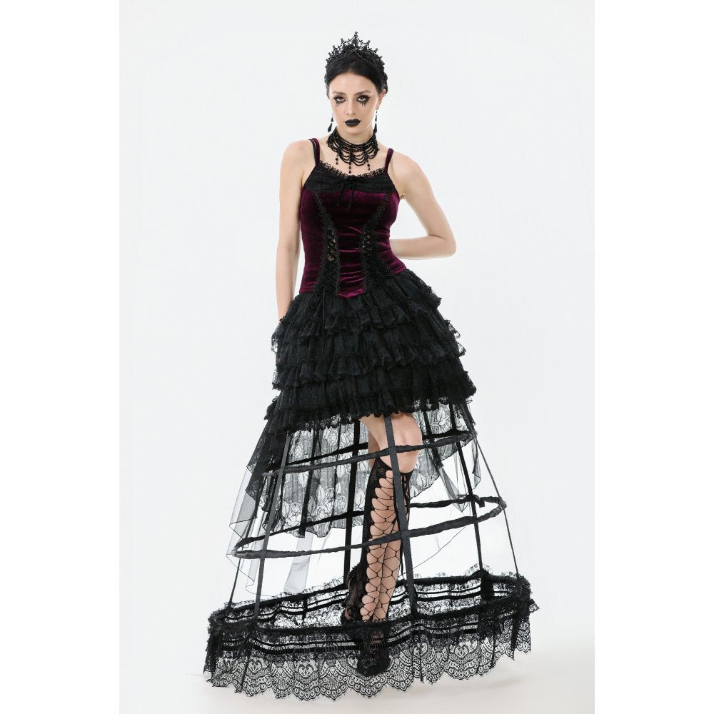 Dark in Love Serilda Velvet Lace Corset Top in Wine Red