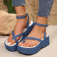 Women's Summer Denim Thong Sandals, Height Gain Thick-Sole Flat Shoes