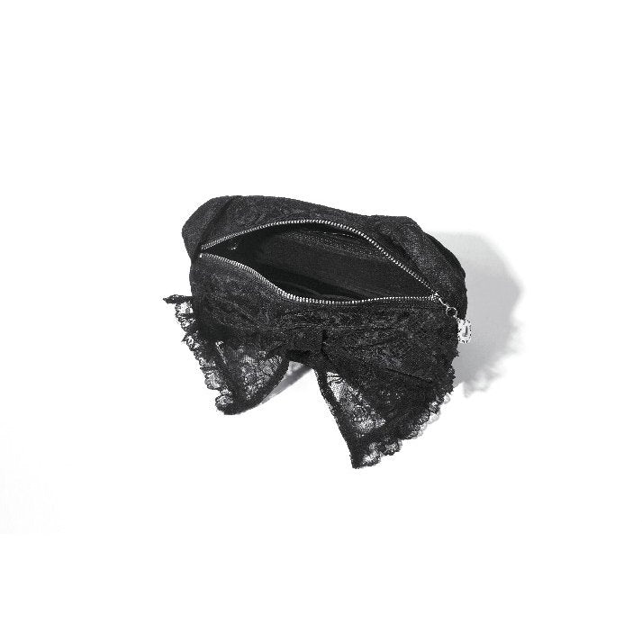 Dark In Love Victoria Black Lace Bow Mini Handbag