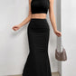 Vireous High Waisted Fishtail Long Skirt