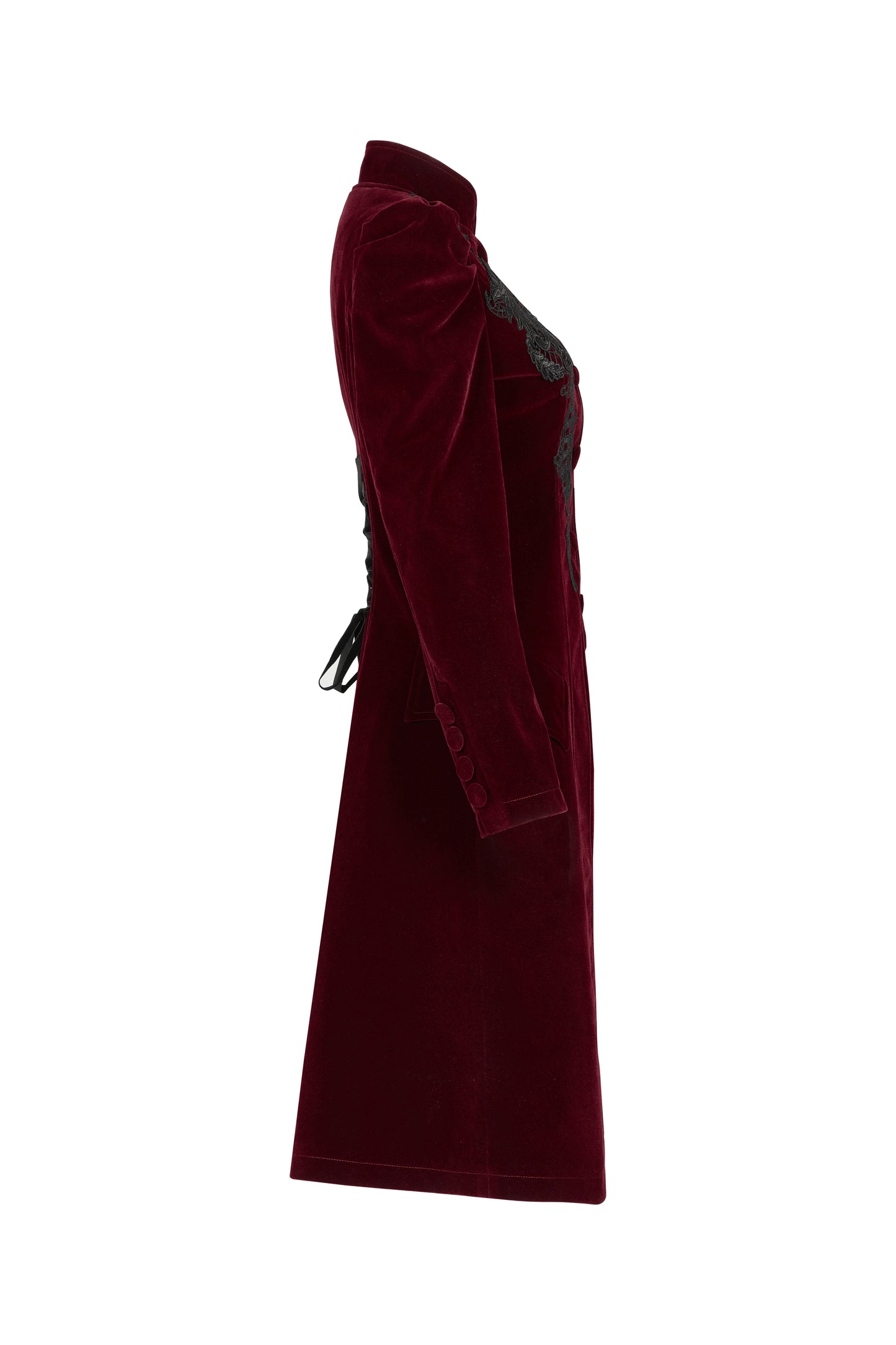 Punk Rave Nerezza Goth Mid-Length Embroidered Velvet Coat