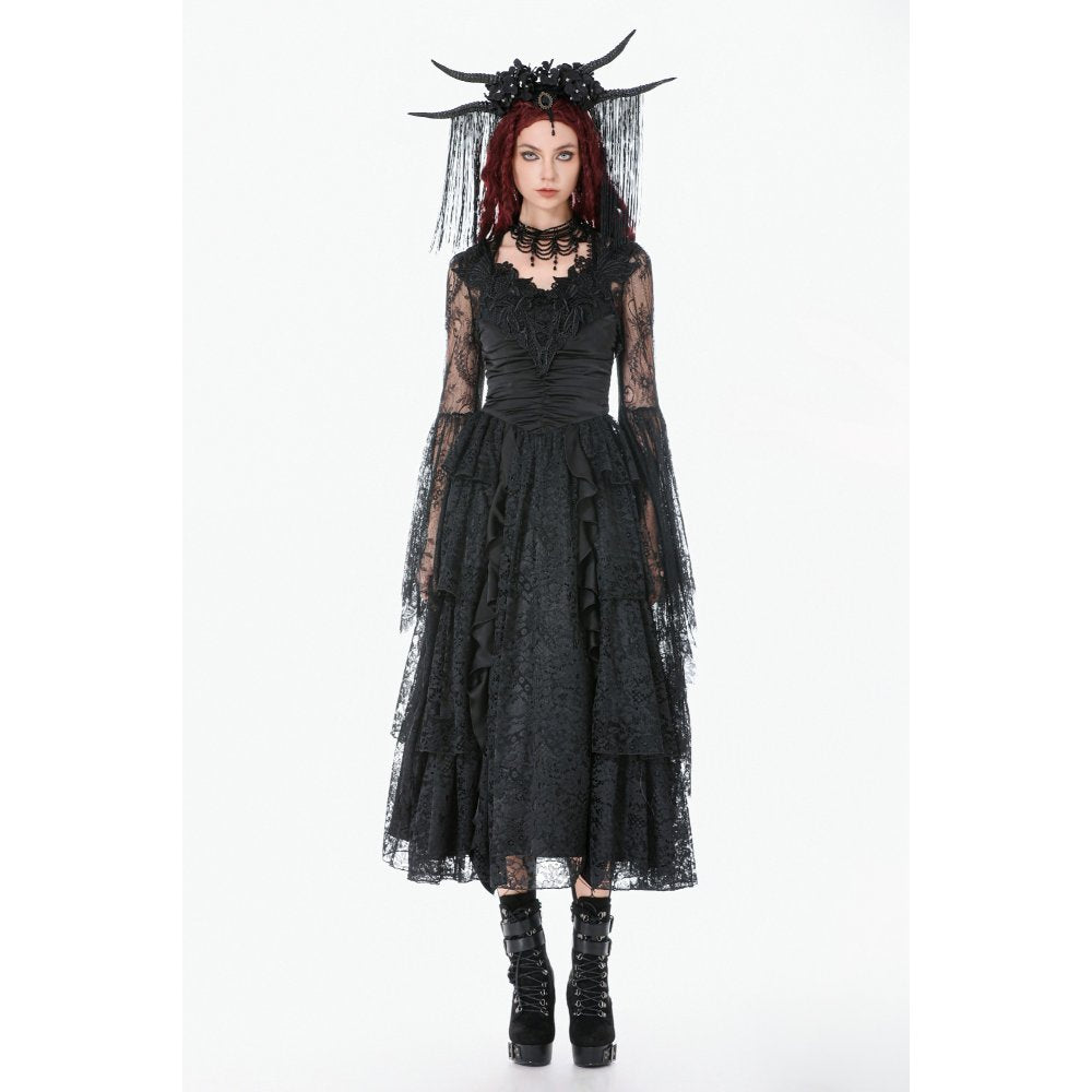 Dark In Love Gothic Lace Bell-Sleeve Cape