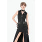 Dark in Love Punk Layered-Pocket Cutout Belted Long Skirt