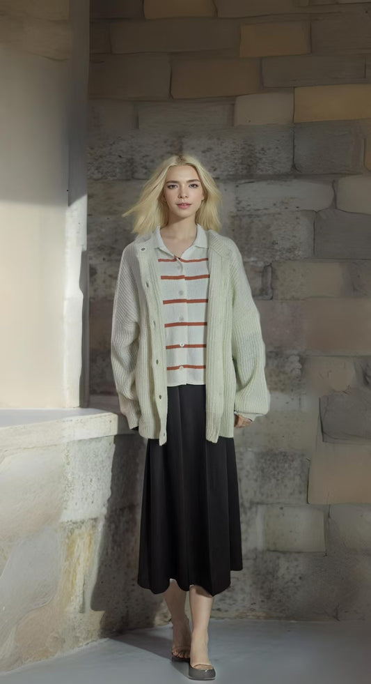 Women's Oversized Faux Cashmere Cardigan, Feature Buttons, Knitted Fashion